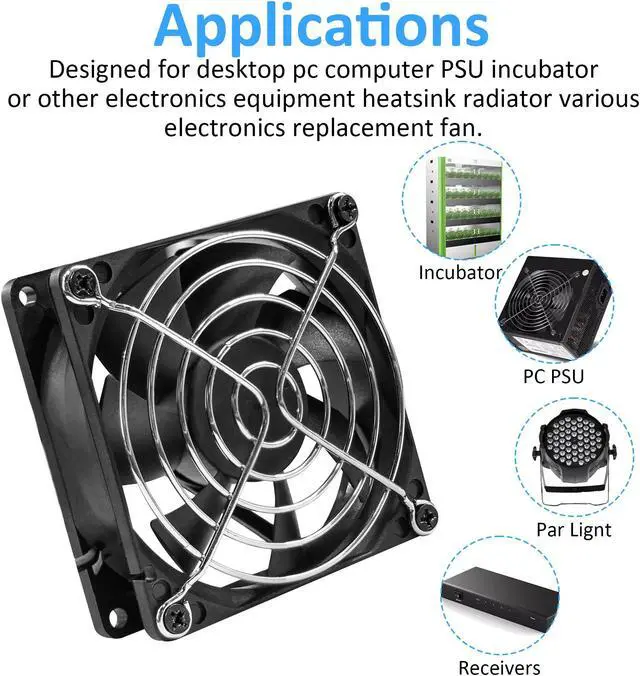 Alt view image 5 of 7 - 80mm 12V DC  Computer Fan 3.15 inch 2 Pin XH 2.54 8025 High Performance Power Supply Cooling Fan 3000RPM 2-Pack