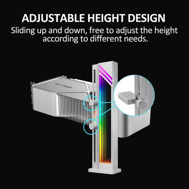 Alt view image 4 of 6 - PANO-MOUNTS 5V 3-Pin Infinity ARGB GPU Support Bracket Height Adjustable with Aluminum Perfect for Graphics and Video Cards in Sleek Silver