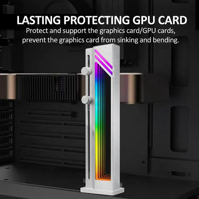 Alt view image 3 of 6 - PANO-MOUNTS 5V 3-Pin Infinity ARGB GPU Support Bracket Height Adjustable with Aluminum Perfect for Graphics and Video Cards in Sleek Silver