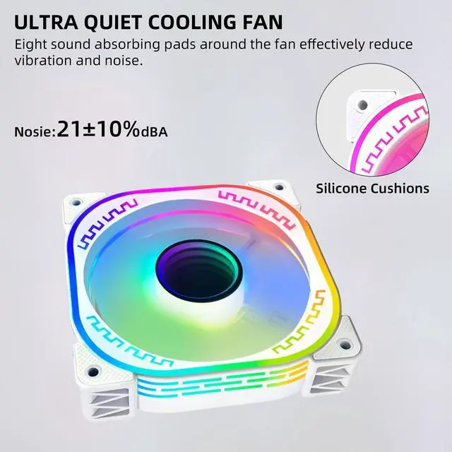 Alt view image 5 of 6 - PANO-MOUNTS 120mm RGB Case Fans 12V Infinity Mirror Fan Quiet Gaming PC Computer LED CPU Cooler Chassis Fans With Adjustable Color Controlled By Remote 3-Pack White
