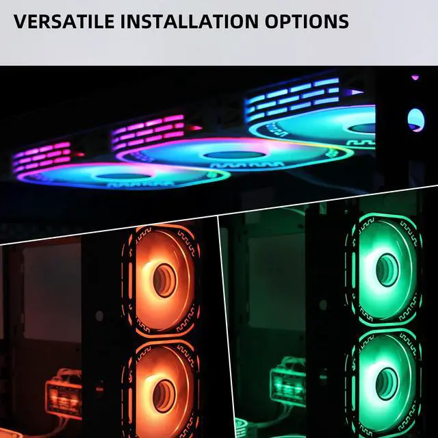 Alt view image 6 of 6 - PANO-MOUNTS 120mm RGB Case Fans 12V Infinity Mirror Fan Quiet Gaming PC Computer LED CPU Cooler Chassis Fans With Adjustable Color Controlled By Remote 3-Pack White