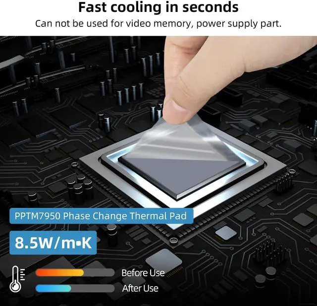 Alt view image 4 of 6 - PPTM7950 Phase Change Thermal Pad 31x50x0.2mm 2-Pack - 8.5W/mK High-Performance Cooling for CPU/GPU/SSD, PC Laptop, PS5, Steam Deck - Replaces Thermal Paste & Heated Pads