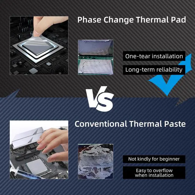 Alt view image 3 of 6 - PPTM7950 Phase Change Thermal Pads 40x40x0.2mm (2-Pack) - 8.5W/mK High Conductivity Heating Pads for CPU/GPU/SSD, PC Laptop Cooling, Compatible with PS5 & Steam Deck - Alternative to Thermal Paste