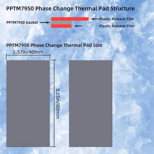 Alt view image 2 of 6 - PPTM7950 Phase Change Thermal Pads - 8.5W/m·K Ultra-Thin Heating Pad for CPU/GPU/SSD Cooling, 0.2mm Thickness (40x80mm) 2-Pack, Compatible with PS5, Steam Deck & PC Laptop Thermal Management
