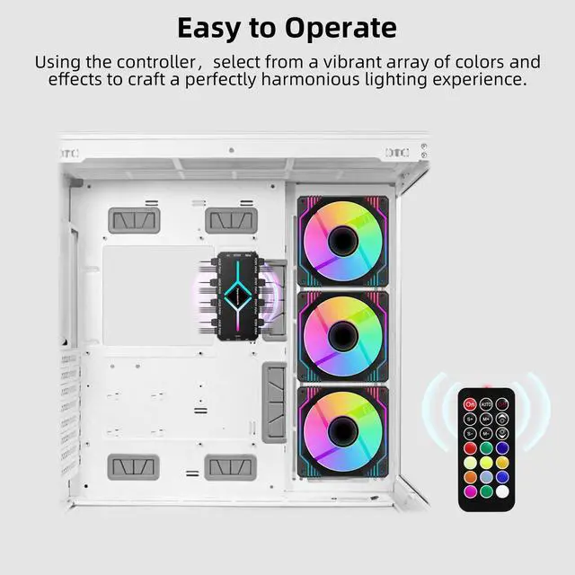 Alt view image 5 of 6 - PWM Fan Hub For 5V Addressable ARGB Computer PC Case Fan PWM 1 to 9 Ports Magnetic Fan Hub Splitter With Remote SATA Power Supply Black