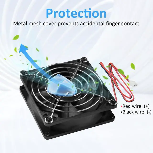 Alt view image 4 of 7 - 80mm 12V DC  Computer Fan 3.15 inch 2 Pin XH 2.54 8025 High Performance Power Supply Cooling Fan 3000RPM 2-Pack