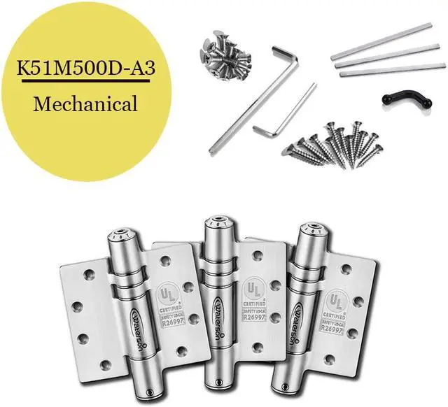 Alt view image 2 of 7 - Waterson Heavy Duty Commercial Fully Adjustable Self-Closing Door Hinge 3-Pack 5" x 5"  K51M-500 (SA,SA,SA1)-Satin Brushed