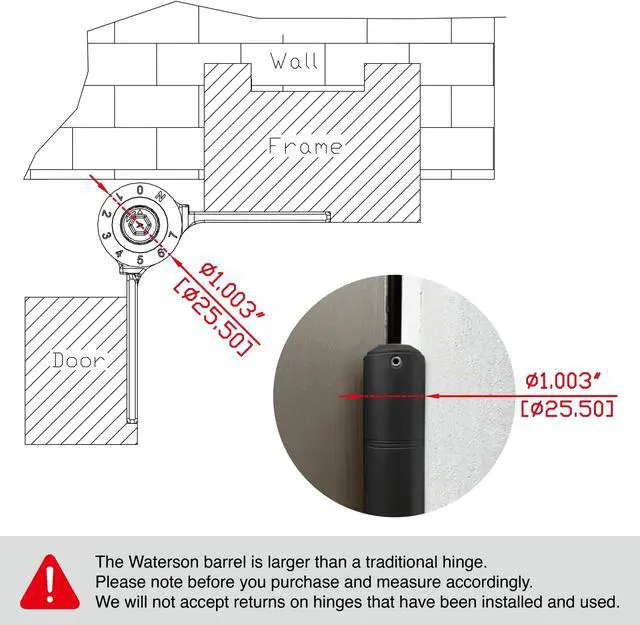Alt view image 6 of 7 - Waterson Heavy Duty Commercial Fully Adjustable Hydraulic Self-Closing Door Hinge 3-Pack 4.5" x 4.5"  K51M-450 (DS,HA,SA1)-Dark Satin Bronze