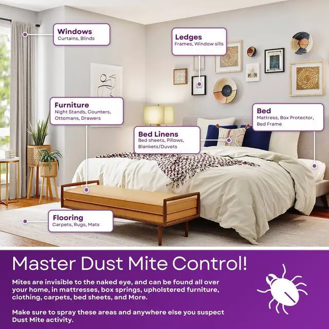 Alt view image 4 of 5 - Dust Mite Spray - Kills Dust Mites, Carpet Mites, Rodent Mites, Bird & Scabies Mites - Pet & Child Friendly, Eco-Friendly - 128oz (unscented)