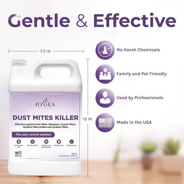 Alt view image 3 of 7 - Dust Mite Spray - Kills Dust Mites, Carpet Mites, Rodent Mites, Bird & Scabies Mites - Pet & Child Friendly, Eco-Friendly - 128oz (unscented)