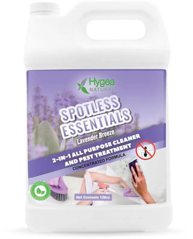 Main image of Spotless Essentials 2-in-1 Pest Spray & All purpose cleaner - Natural bed bugs spray, lice spray, ant spray - Safe for children and pets -clean surfaces Concentrated 128oz (Lavender Breeze)