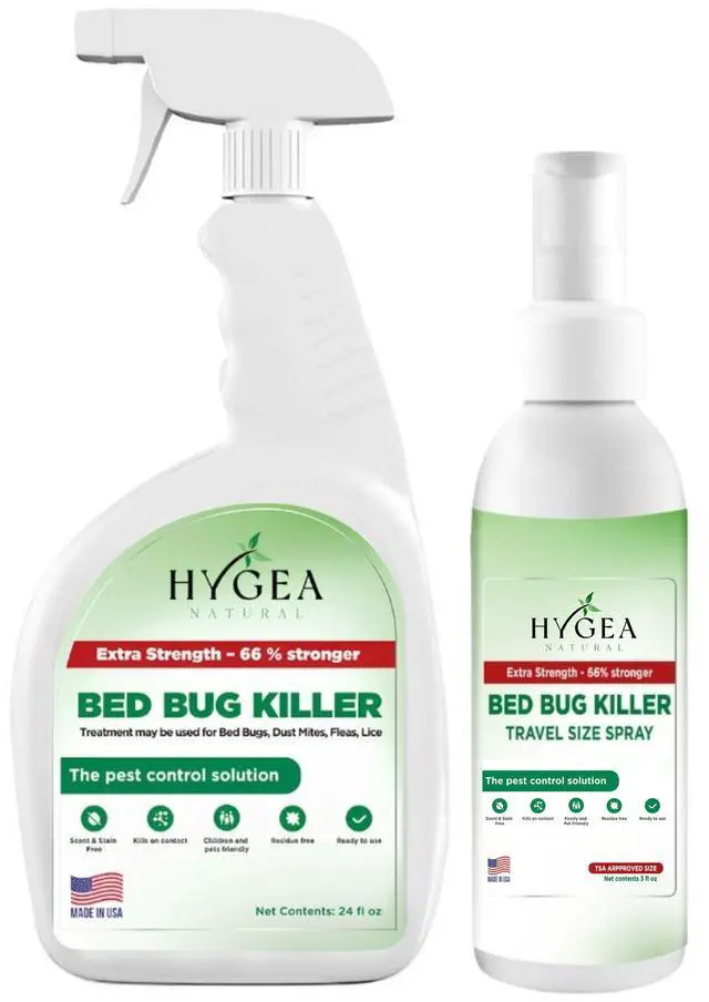 Main image of Hygea Natural Extra Strength Lice and Bed Bug DIY Kit- Non-Toxic, Odorless, Safe for children and pets, All water safe surfaces - Includes Bed Bug Spray and Bed Bug Travel Spray TSA approved size