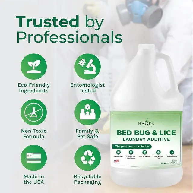 Alt view image 2 of 7 - Hygea Natural Lice and Bed Bug Laundry Additive - Non-Toxic, Odorless, Safe for Children and Pets, All Laundry Safe Items- Made in USA - 128oz Gallon