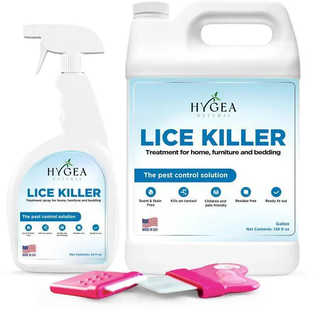 Main image of Hygea Natural Lice Kit Includes Comb with Magnifier for lice and nits and Lice Spray & Refill for Home, Furniture, Bedding - Natural Treatment- Family Friendly and pet Safe - Stain and Scent Free