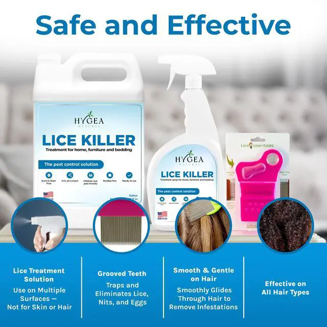 Alt view image 2 of 6 - Hygea Natural Lice Kit Includes Comb with Magnifier for lice and nits and Lice Spray & Refill for Home, Furniture, Bedding - Natural Treatment- Family Friendly and pet Safe - Stain and Scent Free