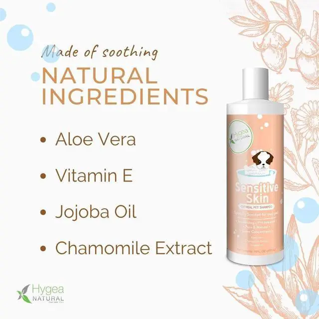 Alt view image 5 of 7 - Hygea Natural Sensitive Skin Dog Shampoo - Nourishing Pet Shampoo for Dogs Oatmeal Formula with Aloe and Vitamin E  Fragrance Free - Natural Ingredients, 16 oz