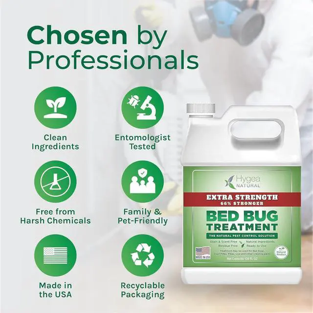Alt view image 3 of 6 - Bed Bug Spray Extra Strength by Hygea Natural 128OZ (Gallon Refill) Treat Bed Bugs, dust Mites, lice, Fleas - Stain & Scent Free Treatment Natural Formula - Child & Pet Safe