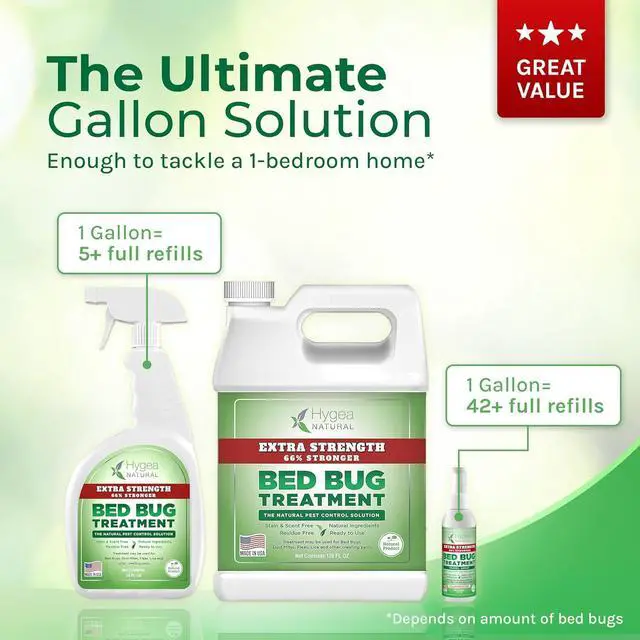 Alt view image 5 of 6 - Bed Bug Spray Extra Strength by Hygea Natural 128OZ (Gallon Refill) Treat Bed Bugs, dust Mites, lice, Fleas - Stain & Scent Free Treatment Natural Formula - Child & Pet Safe
