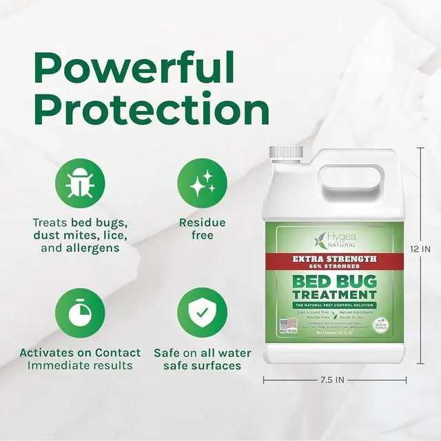 Alt view image 2 of 6 - Bed Bug Spray Extra Strength by Hygea Natural 128OZ (Gallon Refill) Treat Bed Bugs, dust Mites, lice, Fleas - Stain & Scent Free Treatment Natural Formula - Child & Pet Safe