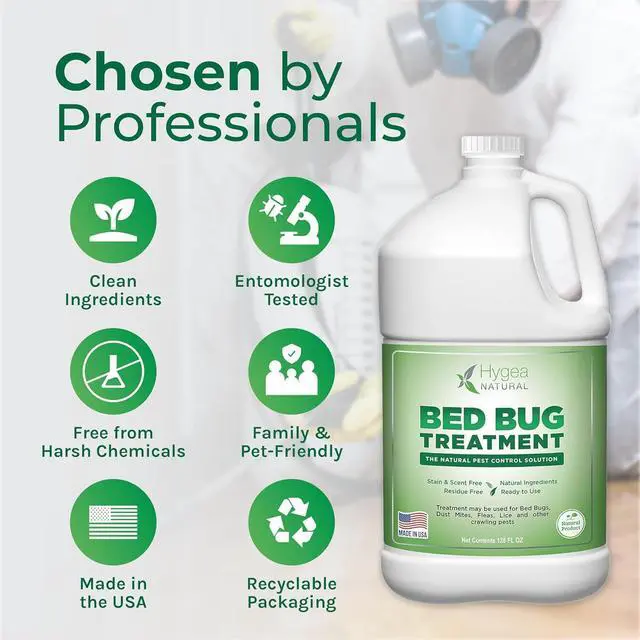 Alt view image 3 of 7 - Hygea Natural Bed Bugs Spray Treatment -Stain and Scent Free, Safe for Children and Pets- Lice, Dust Mites, Allergens Treatment- Odorless Natural Formula -Gallon 128 oz Refill