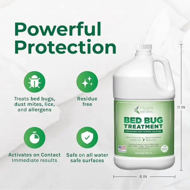 Alt view image 2 of 7 - Hygea Natural Bed Bugs Spray Treatment -Stain and Scent Free, Safe for Children and Pets- Lice, Dust Mites, Allergens Treatment- Odorless Natural Formula -Gallon 128 oz Refill