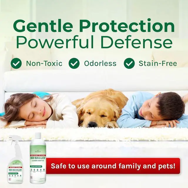 Alt view image 3 of 7 - Hygea Natural Extra Strength Bed Bug, Lice and Mite Spray Treatment kit - Natural Non Toxic, Safe & Odorless. Includes: 24 Oz bed bug spray and 32 Oz bed bug laundry additive