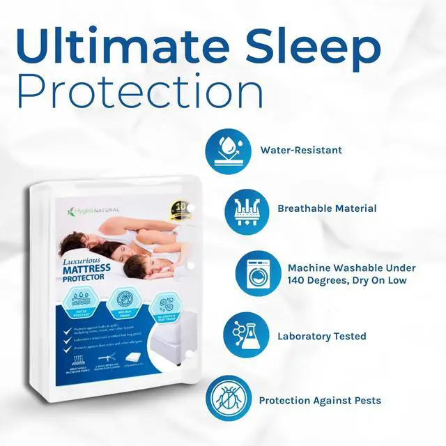 Alt view image 7 of 7 - Hygea Natural Luxurious Mattress Cover - Water Resistant, Washable, Breathable and Stretchable up to 15 in.- Zippered Mattress Cover (XL Twin)
