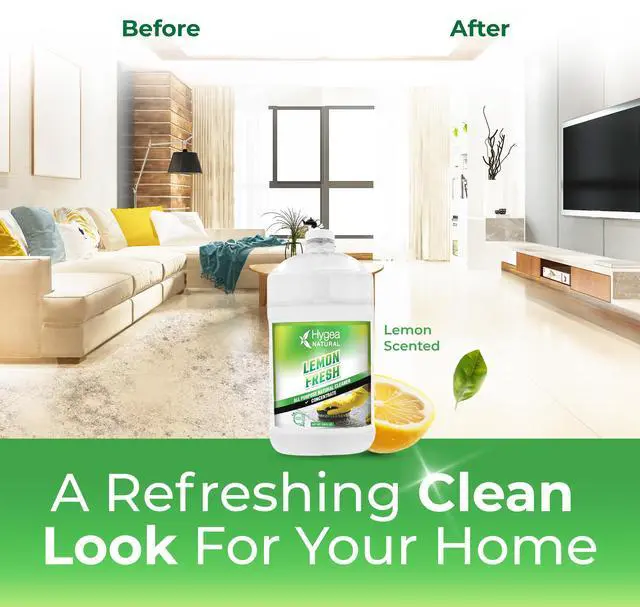 Alt view image 6 of 7 - Hygea Natural Lemon Fresh All-Purpose Cleaner & Degreaser - Multi-Surface -Non Toxic Floor Cleaner - Remove Soil, Dirt and Grease- Wet Gloss Finish- Biodegradable, Ammonia Free - Concentrated Gallon
