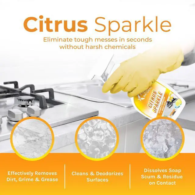 Alt view image 2 of 6 - Citrus Sparkle Non-Toxic Citrus Orange Heavy Duty Degreaser & All Purpose Cleaner by Hygea Natural- Pure Citrus Extracts & Natural D-limonene- Removes Grease, Dirt, Grime and More- 24oz Spray