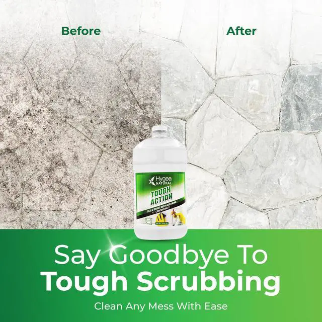 Alt view image 7 of 7 - Hygea Natural Tough Action Tile & Grout Deep Cleaning - Removes Dirt & Scum without Harsh Chemicals - Cleans and Conditions Stone without Residue - Biodegradable -(Concentrated) (128 oz gallon)