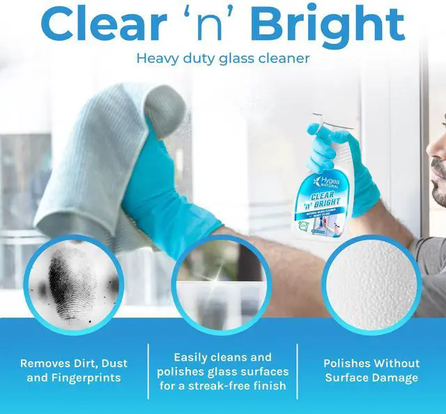 Alt view image 2 of 6 - Hygea Natural Clean 'n' Bright - Glass Cleaner Spray - Streak-Free Window Cleaning Foam - Eyeglass, Window & Mirrors Cleaning Supplies - Safe & Fast with Non-Toxic Ingredients and Ammonia Free 24oz