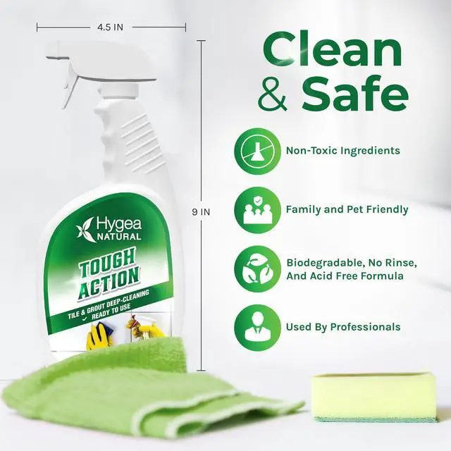 Alt view image 3 of 6 - Hygea Natural Tough Action Tile & Grout Deep Cleaning - Removes Dirt & Scum without Harsh Chemicals -Cleans and Conditions Stone without Residue - Biodegradable & Phosphate Free (Ready to Use) (24 oz)