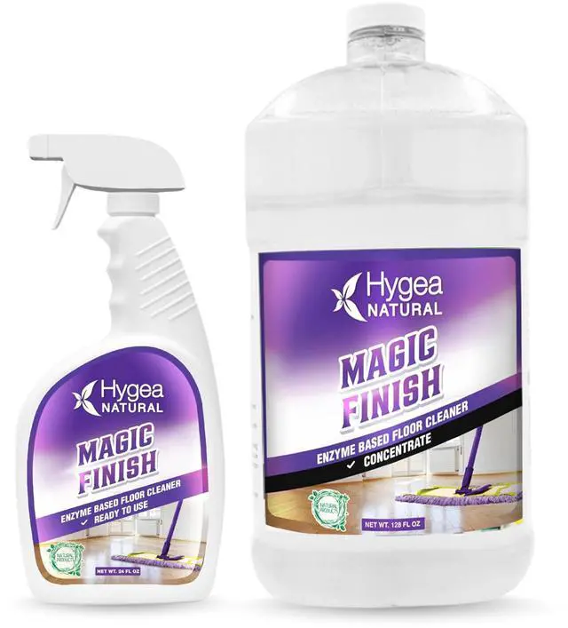 Main image of Hygea Natural Magic Finish Natural Enzyme-Based no rinse Floor Cleaner eats away grease buildup in tile and grout- Biodegradable formula- (Ready to use 24 +Concentrated Gallon)