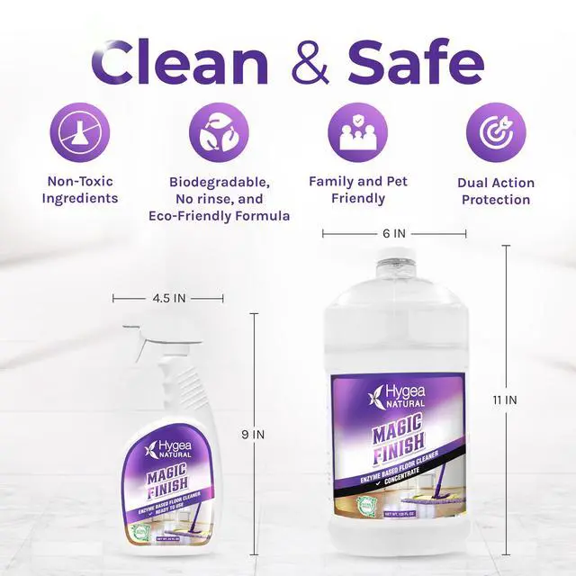 Alt view image 3 of 7 - Hygea Natural Magic Finish Natural Enzyme-Based no rinse Floor Cleaner eats away grease buildup in tile and grout- Biodegradable formula- (Ready to use 24 +Concentrated Gallon)