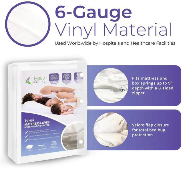 Alt view image 4 of 6 - 6 Gauge Heavy Duty Vinyl bed bug box spring protector - Zippered, Waterproof allergen & Bedbug Proof Mattress or Box Spring Cover (Crib Size 28"x52"x6")