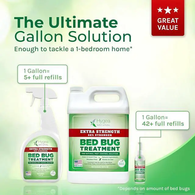 Alt view image 6 of 7 - Hygea Natural Extra Strength Bed Bug and Mite Spray Kit - Treatment Value Combo Pack; 24 oz Spray and 128 oz Refill w/ 6+ Full Refills - Non Toxic, Odorless, Safe for Children and Pets
