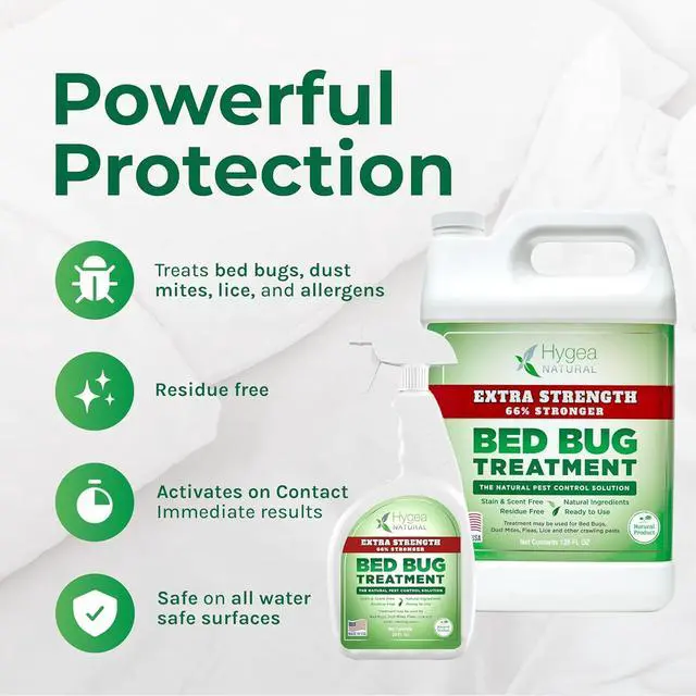 Alt view image 2 of 7 - Hygea Natural Extra Strength Bed Bug and Mite Spray Kit - Treatment Value Combo Pack; 24 oz Spray and 128 oz Refill w/ 6+ Full Refills - Non Toxic, Odorless, Safe for Children and Pets