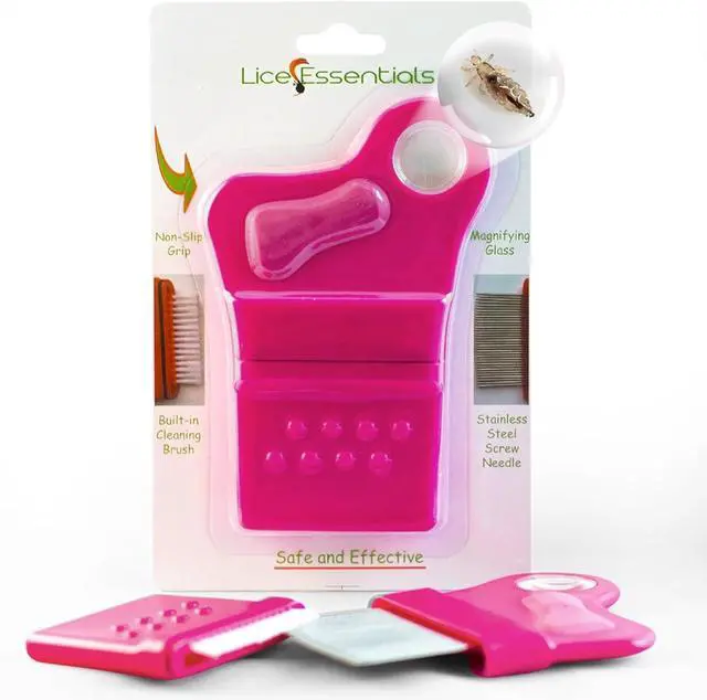 Main image of Lice Essentials Treatment Comb - Made of Stainless Steel with Grooved Teeth, for Head Lice and Nit Removal with 5X Magnifying Glass