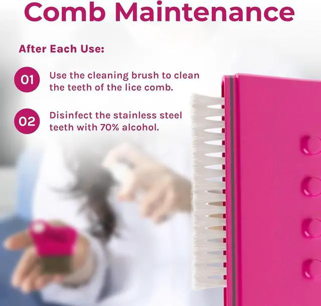 Alt view image 4 of 6 - Lice Essentials Treatment Comb - Made of Stainless Steel with Grooved Teeth, for Head Lice and Nit Removal with 5X Magnifying Glass