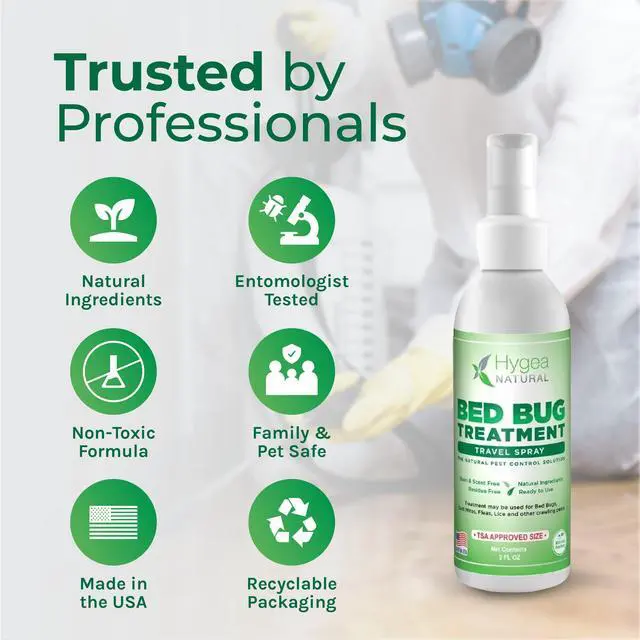 Alt view image 4 of 6 - Hygea Natural Bed Bug & Lice Killer Travel Spray - TSA Approved Size - For Hotels, Suitcase, Backpacks - Fast Acting Protection - Children & Pet Safe - Non Toxic & Odorless - 3 oz