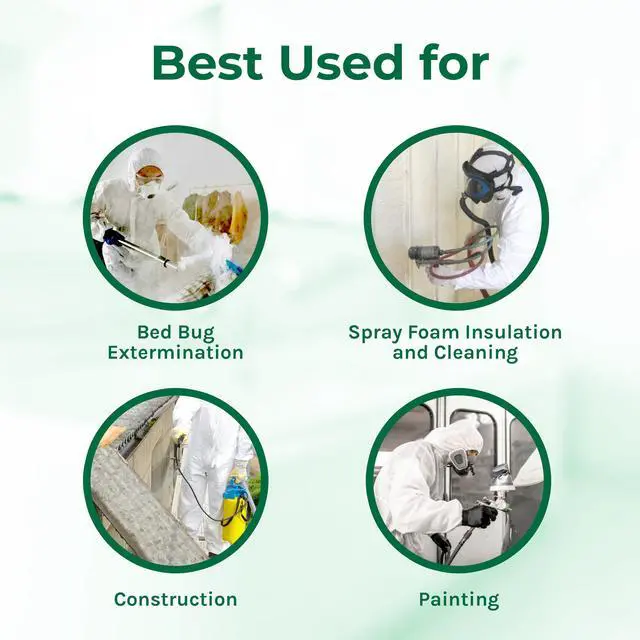 Alt view image 6 of 7 - Hygea Natural Disposable Coveralls Full Body Protective Clothing suit with hood Protect clothing during extermination, painting, cleaning, construction, spray foam insulation (L)