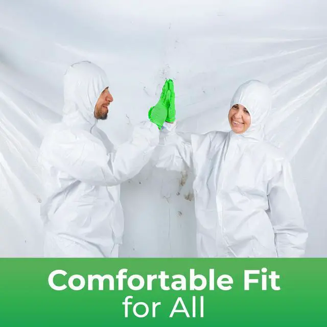 Alt view image 7 of 7 - Hygea Natural Disposable Coveralls Full Body Protective Clothing suit with hood Protect clothing during extermination, painting, cleaning, construction, spray foam insulation (XXXL)