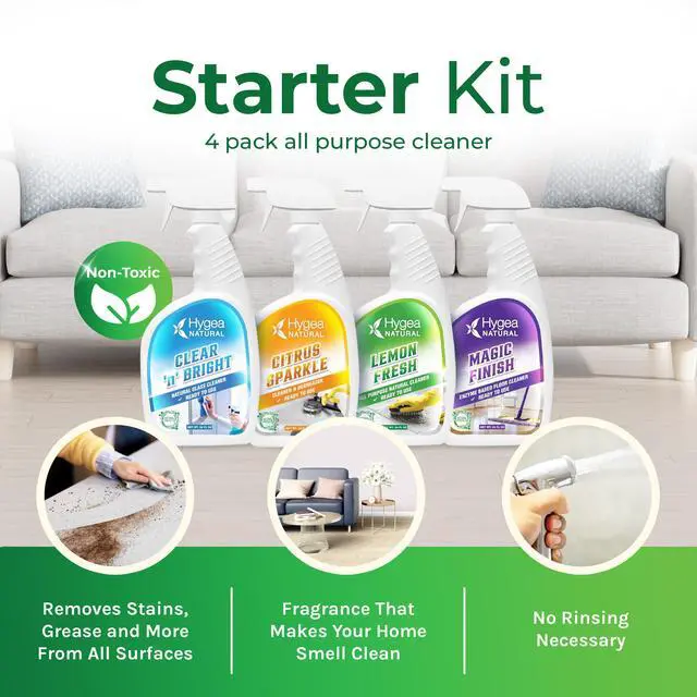 Alt view image 2 of 6 - Natural Cleaning Starter Kit Natural Cleaning Starter Kit; includes Window, Degreaser, All Purpose and Tile Cleaner by Hygea Natural