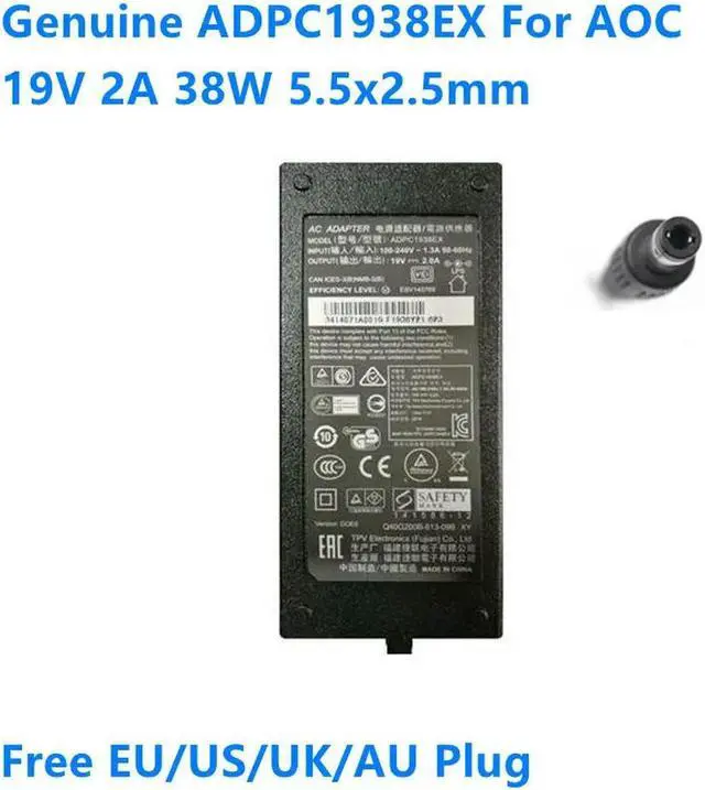 Main image of OIAGLH 19V 2A 38W AC Adapter Power Supply ADPC1938EX For ADPC1936 220C4LSB/93 276E7Q I2781FH/79 LCD Monitor Charger