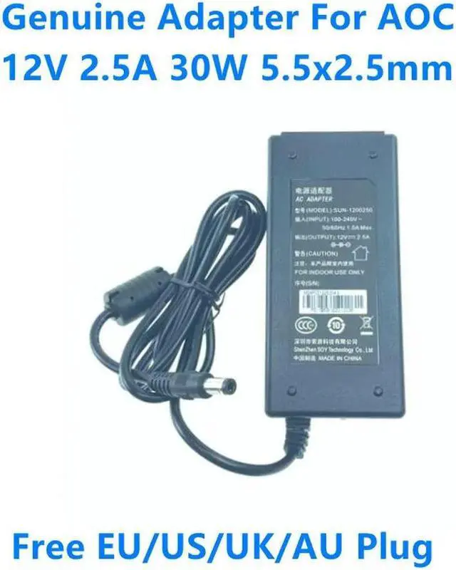 Main image of OIAGLH 12V 2.5A 2A 30W 5.5x2.5mm SUN-1200250 Power Supply AC Adapter For  Monitor Charger