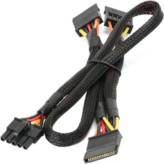 Main image of OIAGLH PCI-e 5 Pin Male to 3 SATA Female Modular Power Supply Cables Adapter PSU Power Sleeved Cable for OCZ ZT/GreatWall 34 inches (1 Pack)