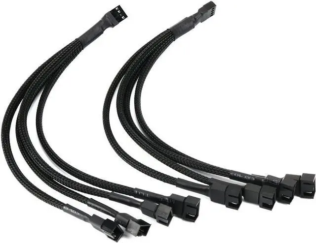 Main image of OIAGLH PWM Fan Splitter , 4 pin Adapter Cable Sleeved Braided Y Splitter for Desktop Computer CPU Fan Splitter PC 4 Pin Fan Extension Power Cable 1 to 4 Converter 10 inches (2 Pack)