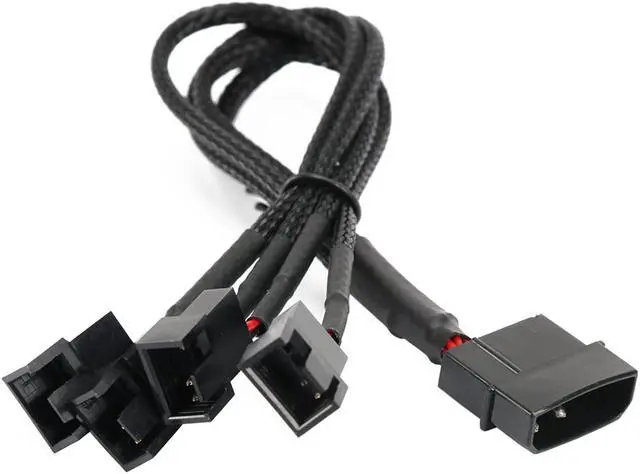 Alt view image 5 of 6 - OIAGLH 4 Pin Molex to 4 x 3/4-Pin 12V PC Case Fan Adapter Cable Splitter Braided Sleeved 10 inches (2 Pack)