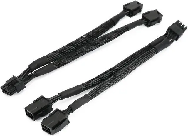 Main image of OIAGLH Dual 6 Pin Female to 8 Pin Male GPU Power Adapter Cable Braided Sleeved 9 inches (2 Pack)