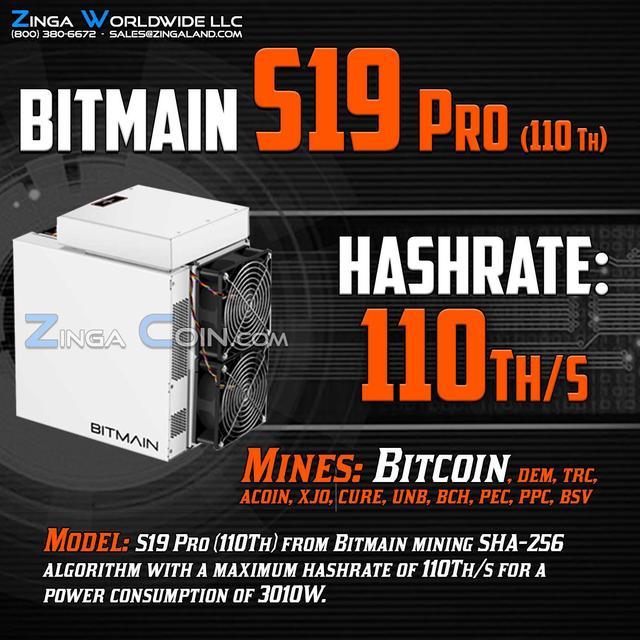  Bitmain Antminer S19 Pro 110TH - SHA-256 - Bitcoin